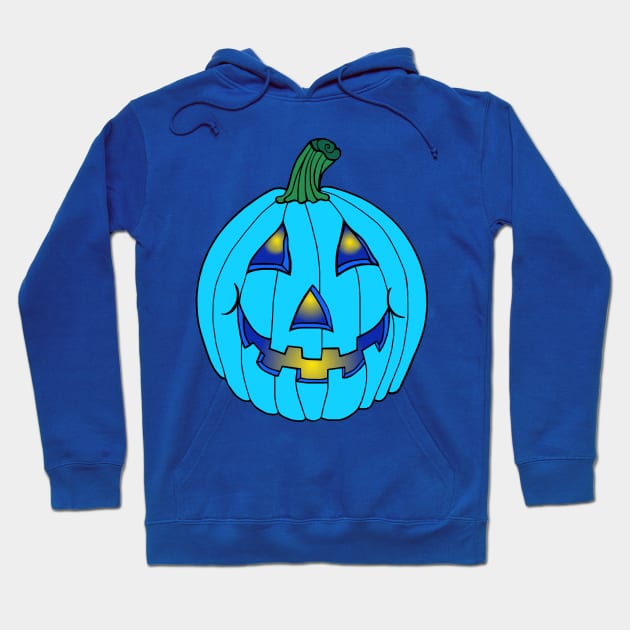 Blue Glowing Jack-O-Lantern Pumpkin Hoodie by Art by Deborah Camp